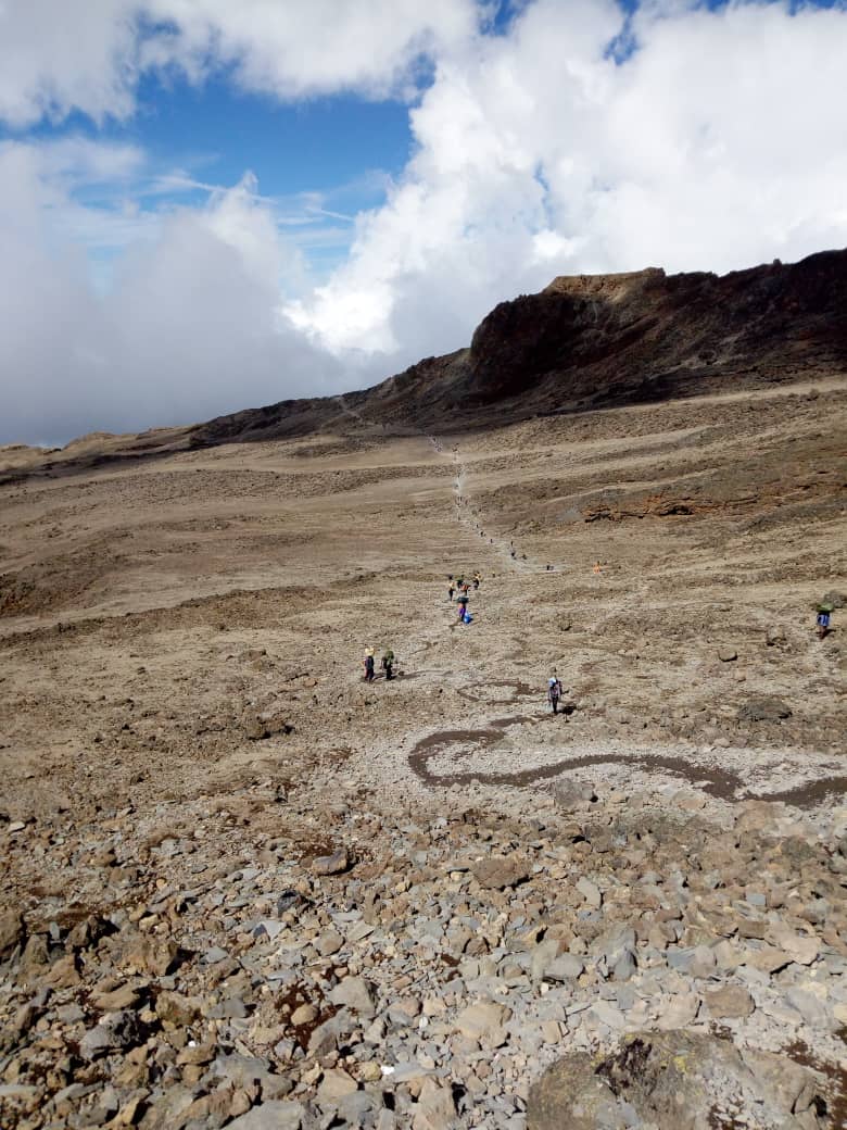 the climbing path on Kilimanjaro
